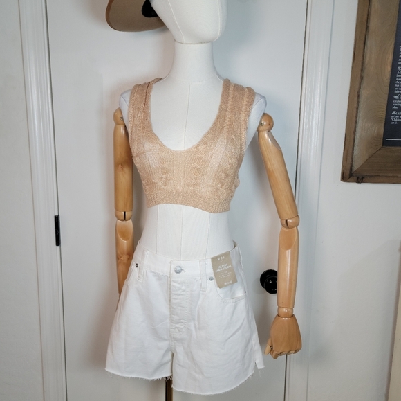 Free People Knit Nude Summer Crop Top Size XS - Picture 1 of 9